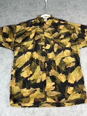 Imagine Italy Rayon Shirt Mens M Abstract Print Short Sleeve Button Up